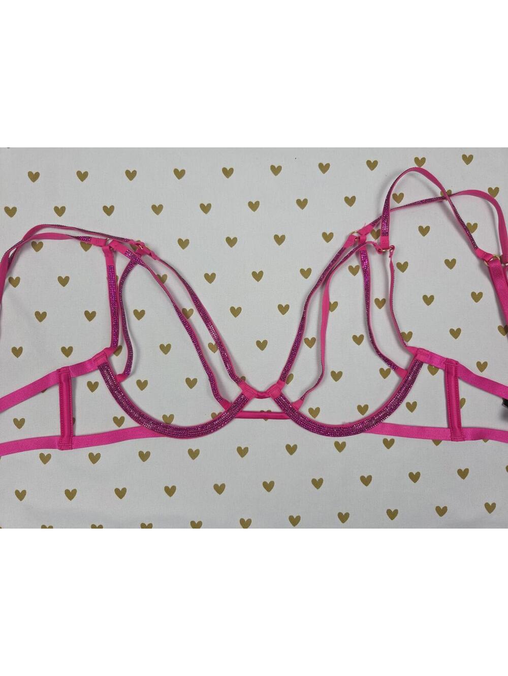 Victoria's Secret Shine Strappy Rhinestone Open-Cup Triangle NEW NWT XS